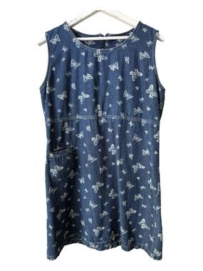 D.P.S. New York Butterfly Print Denim Dress Size L